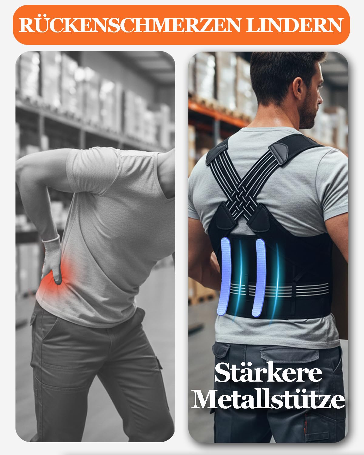 BraceTop Rücken Geradehalter Haltungskorrektur Rücken Damen und Herren, Verstellbare Haltungstrainer Rückenstützgürtel, Leicht Atmungsaktiv Schultergurt