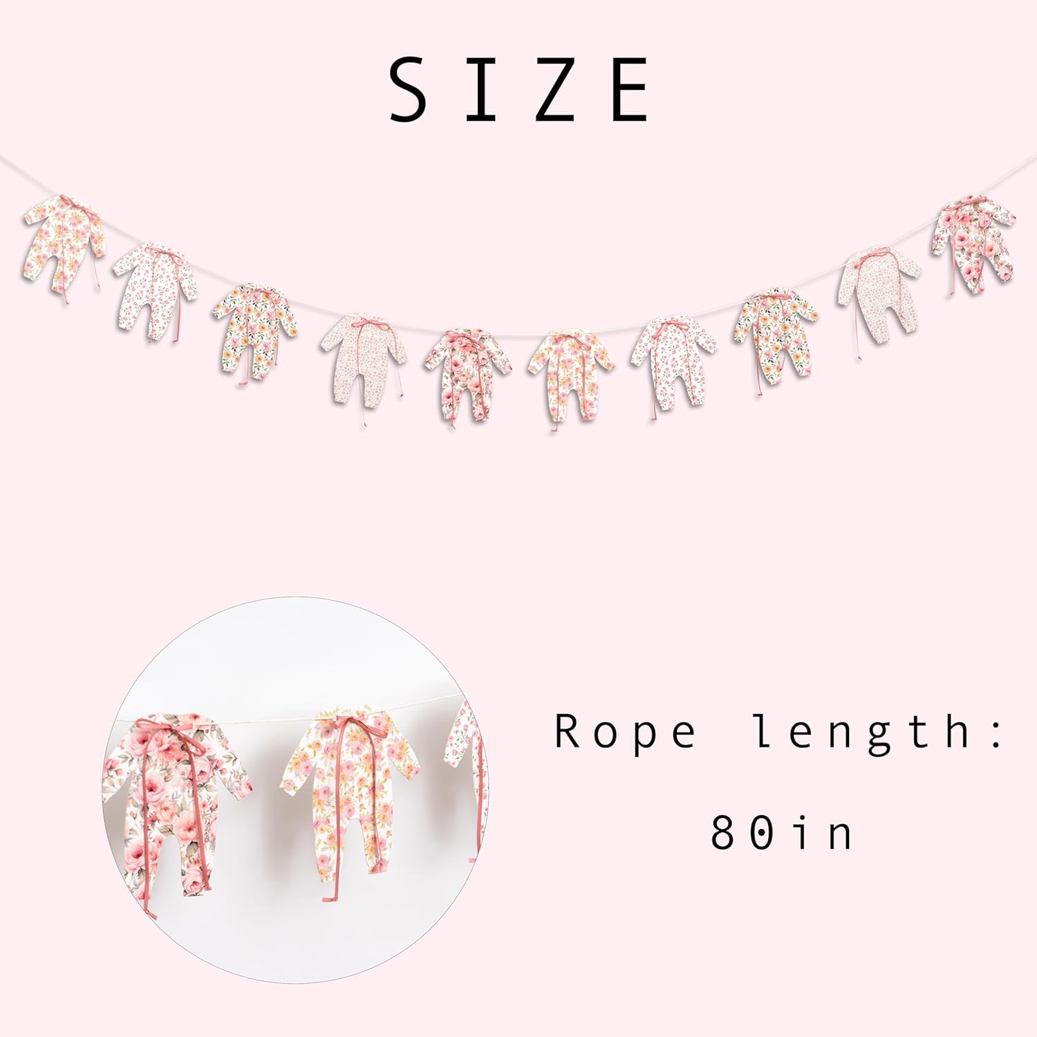 Flower Baby Shower Bow Banner - Baby In Bloom Garland, Baby Shower, Birthday, Anniversary, Gender Reveal Party Decoration Supplies, Floral Baby Clothes Banner Photo shoot background props - Image 5