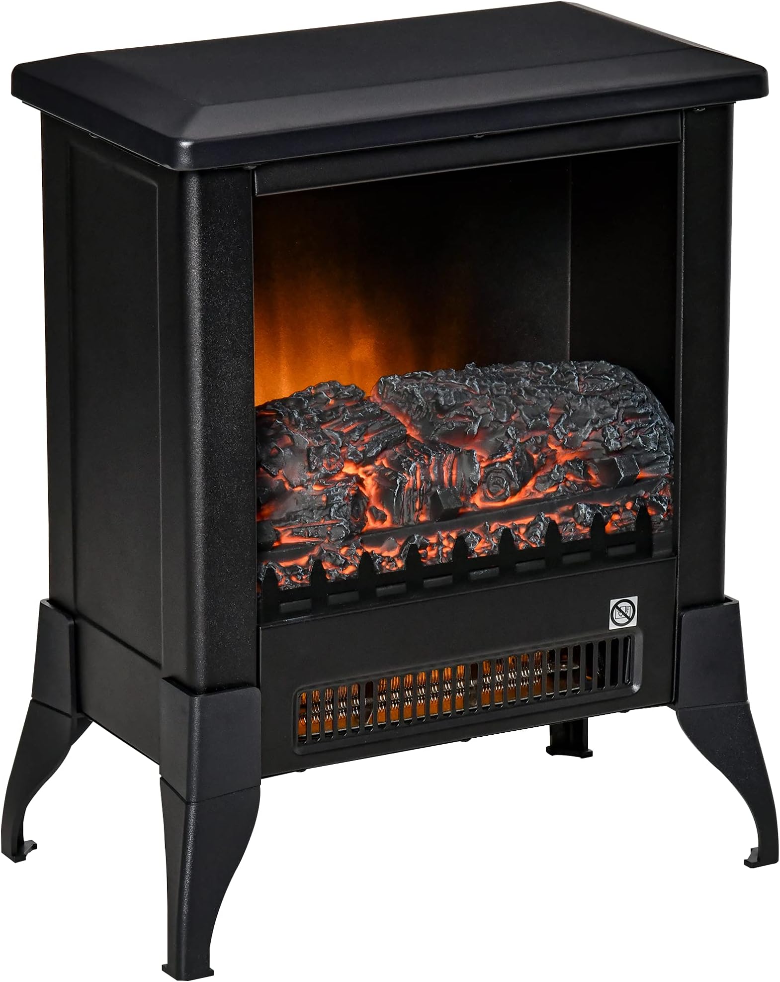 VonHaus Electric Stove Heater 1850W Indoor Log/Wood Burner/Burning Effect, Free Standing Fire