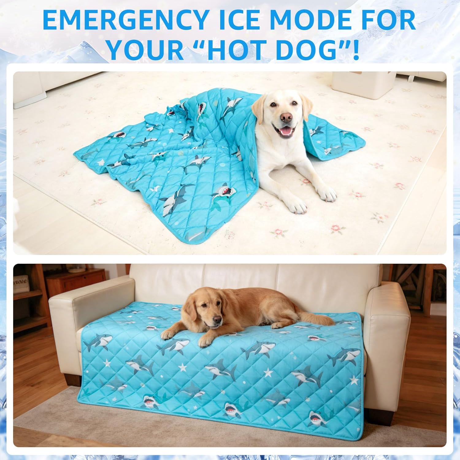SCENEREAL Dog Cooling Mat for Small Meduim Breeds Dogs, 40"x60" Reversible Self- Cooling Mat for Summer Heat, Ice Cool Soft Pet Throw Blanket Use in Couch, Car, Seat, Bed- Machine Washable