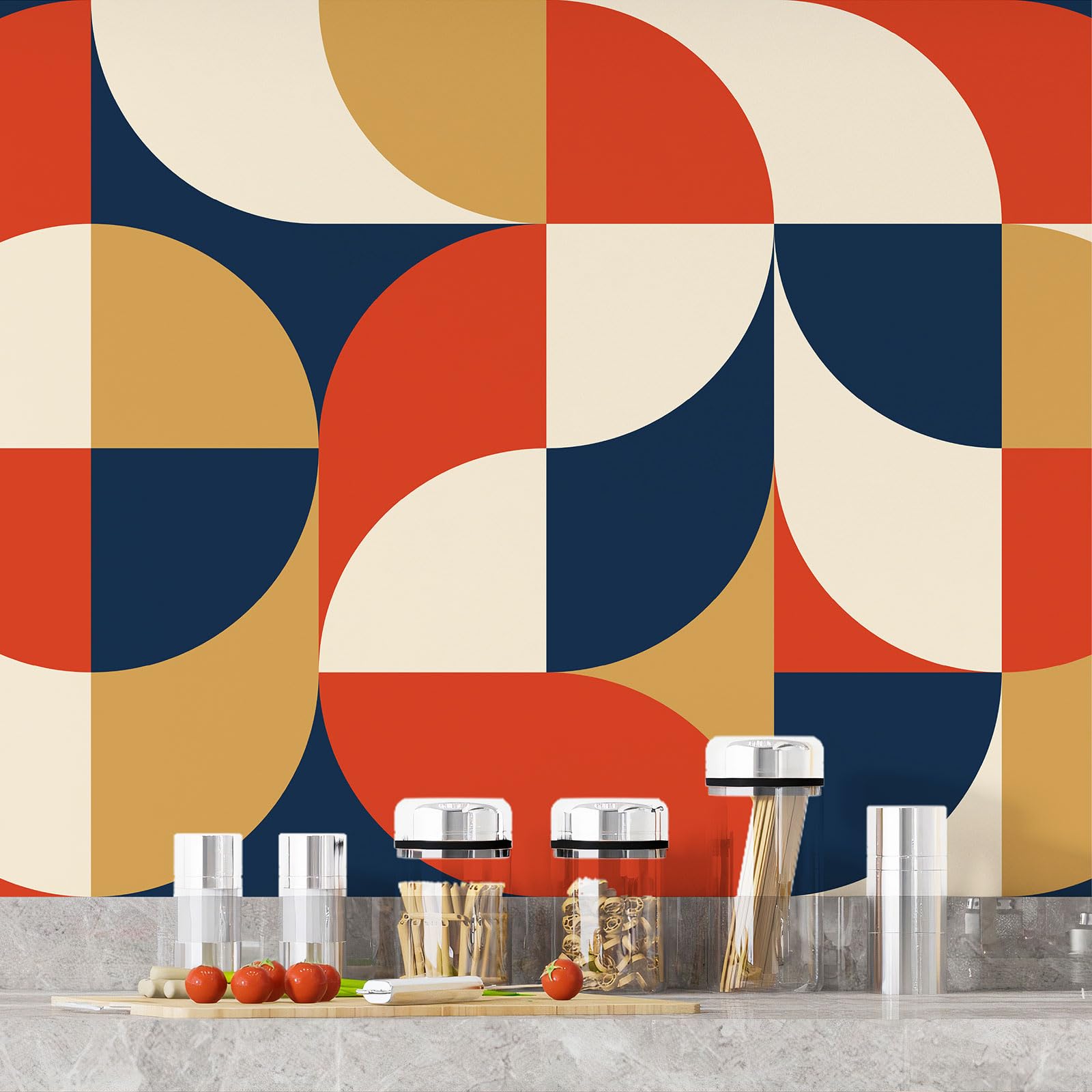 Lumalea Adesivo per cucina, motivo geometrico 3617681410782, adesivo + protezione opaca, 90 x 135 cm