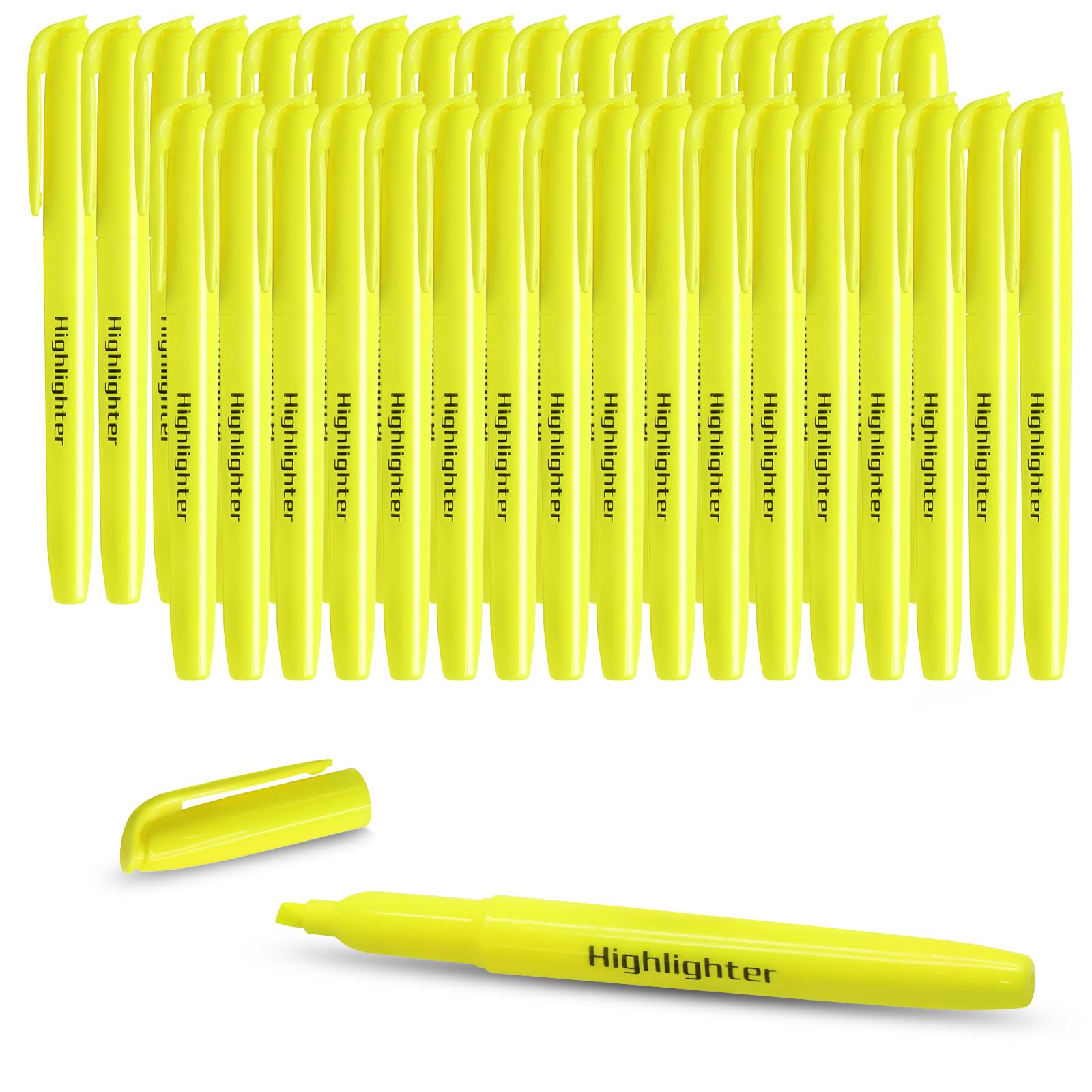 Zorfeter 30 Stück gelbe Textmarker, helle Textmarker, Keilspitze, kein Ausbluten, fluoreszierende Schulbedarf für Büro/Lehrer