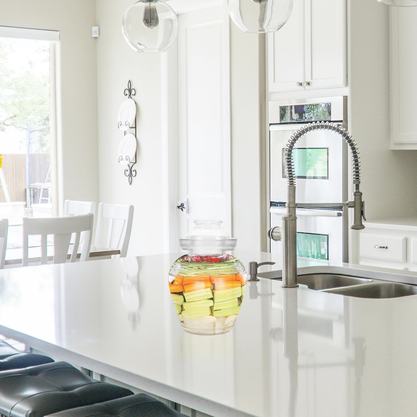 TOYANDONA Barattolo in Vetro per Sottaceti con Chiusura ad Acqua Contenitore Ermetico per Fermentazione Alimentare Conservazione Sicura e a Lungo Termine per Cucina Domestica Design Pratico