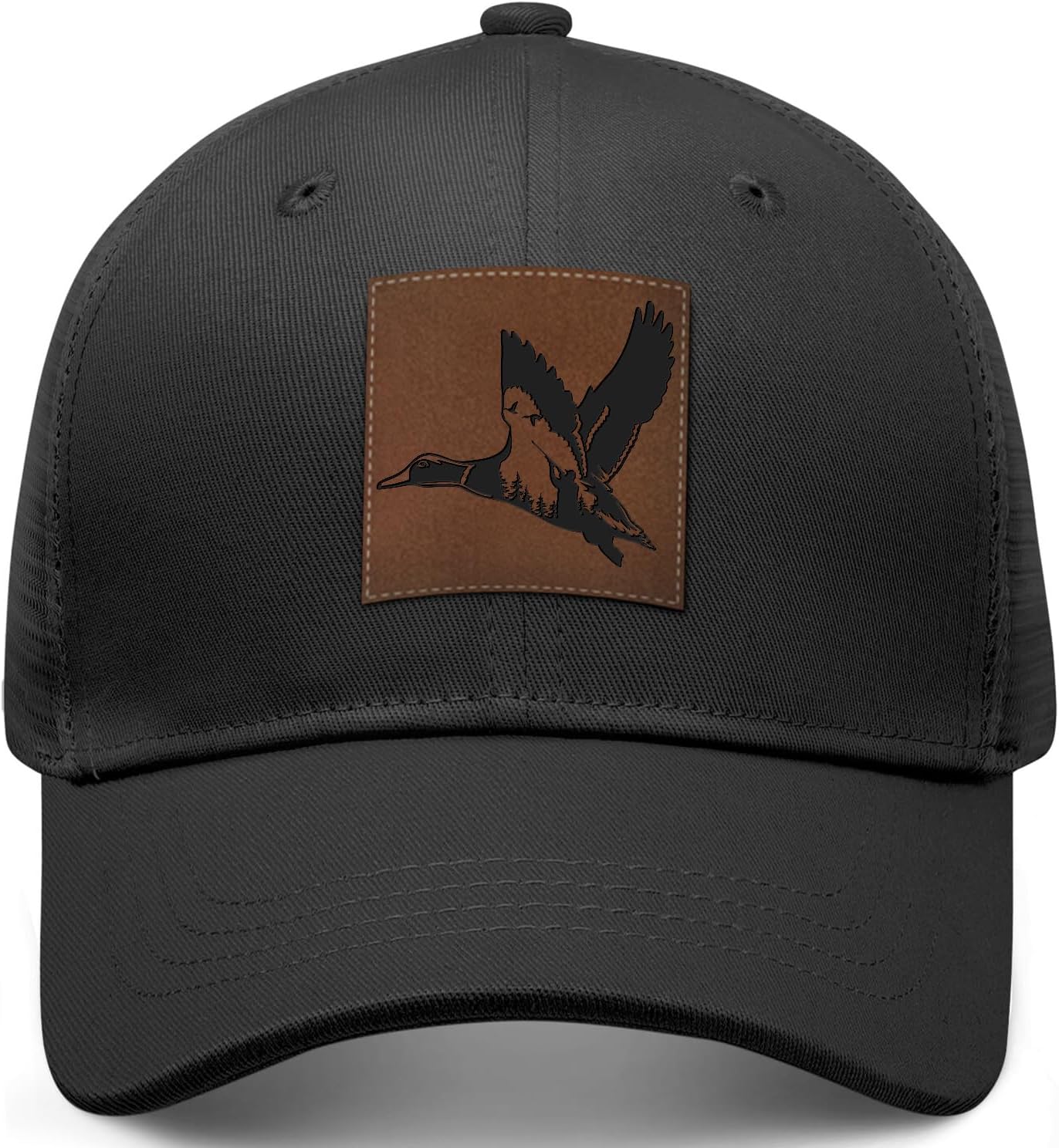 Leather Patch Trucker Hat-Adjustable Baseball Caps,Snap Back Trucker Cap Gift for Men Women Accessory - Image 2