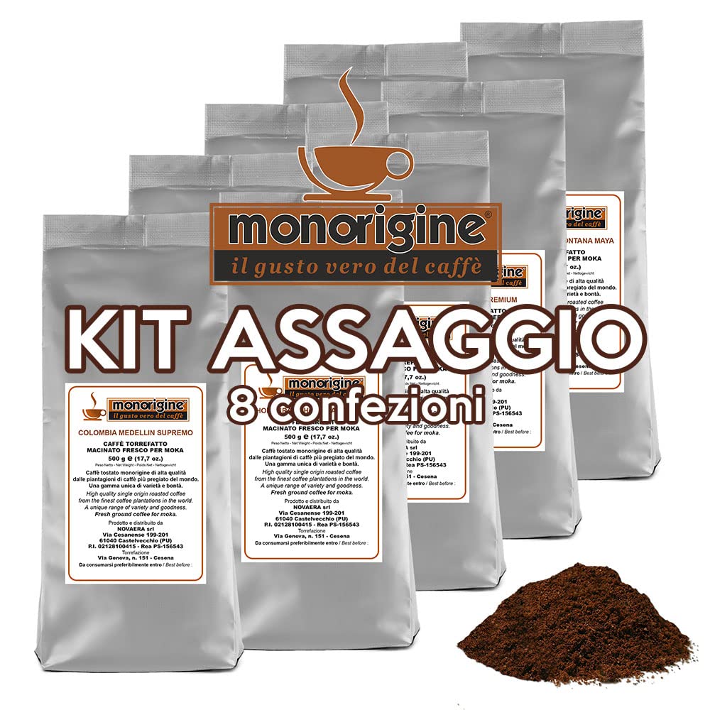 Kit assaggio caffè monorigine arabica 8 x 500 gr Caffè macinato per moka