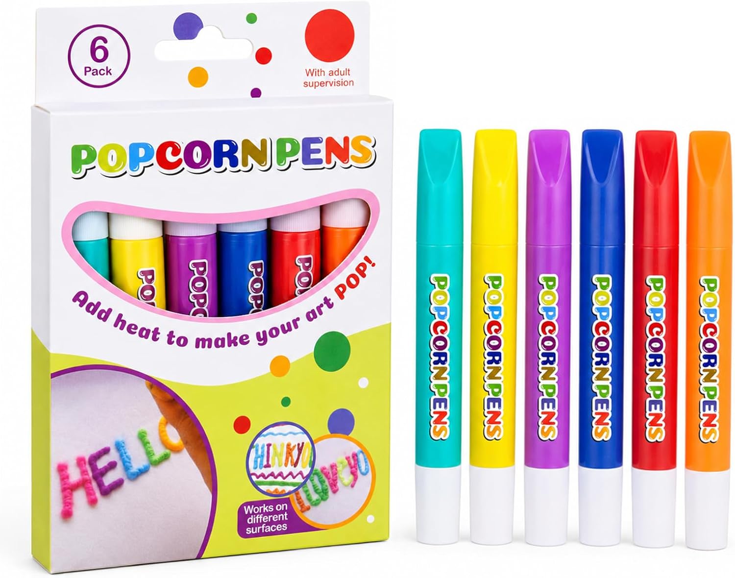 3D Relief Art Pen,Magic Popcorn Pens,Puffy Popcorn Bubble Pens,1 Pack