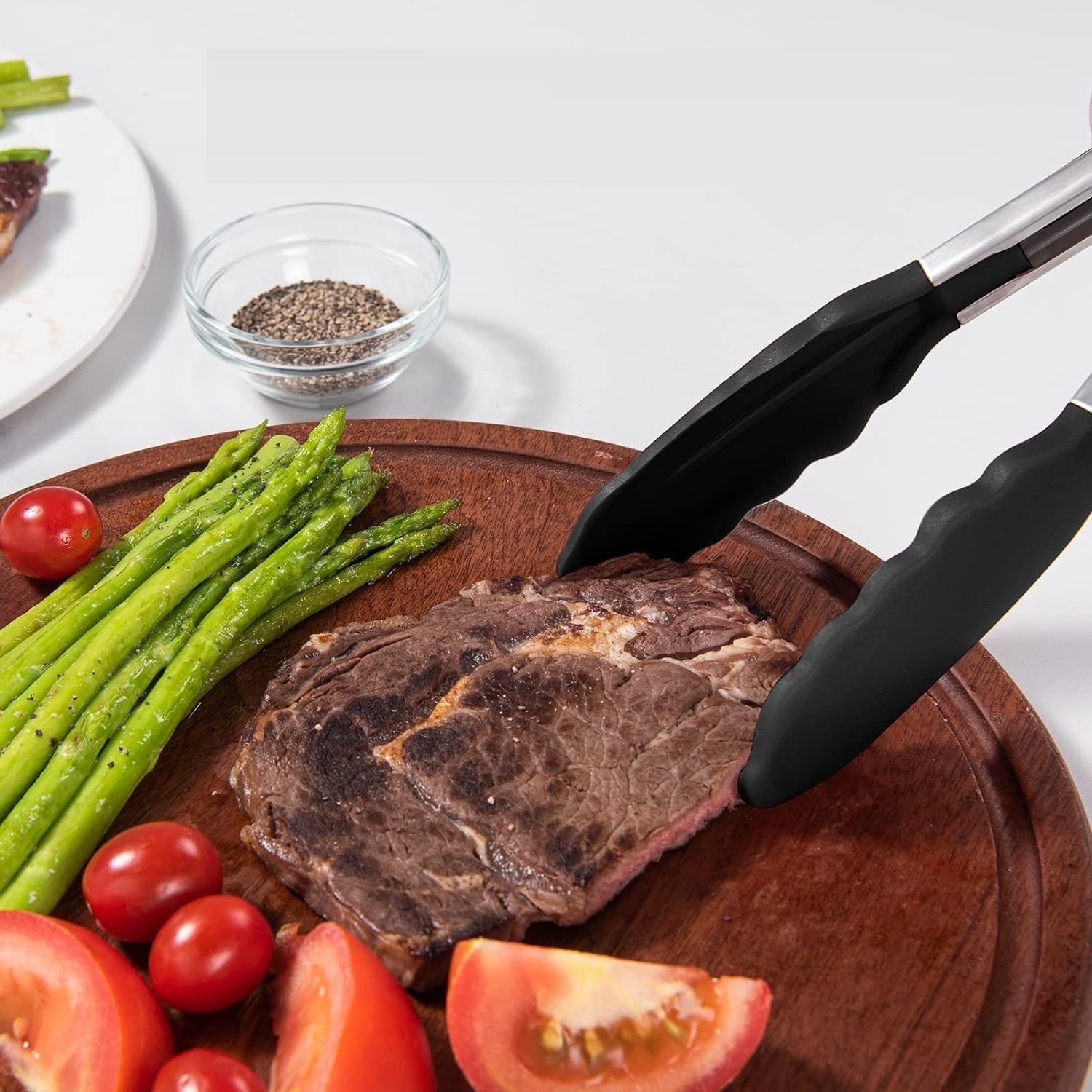 Baker Home Siyah Silikon Uçlu Mutfak Maşası - 23 cm, Asma kilit sistemli paslanmaz çelik sap, Kolay Kavrama, Mangal, Salata, Makarna, Barbekü, Kamp için Uygun