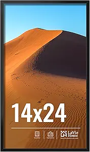 LaVie Home 14x24 Picture Frame for Wall Display, 14x24 Black Picture Frame with HD Plexiglas, 14 x 24 Photo Frame 1 Pack, Display Frame for Vertical or Horizontal, Classic Collection