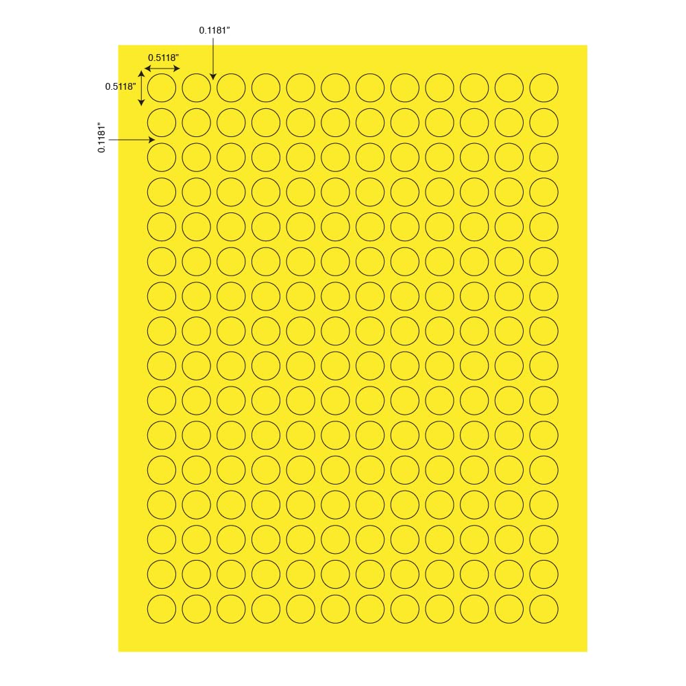 Globe Scientific LCS-D13Y Cryogenic Dots Label Sheet for 1.5-2mL Tube, 13mm Diameter, Yellow, Pack of 3840