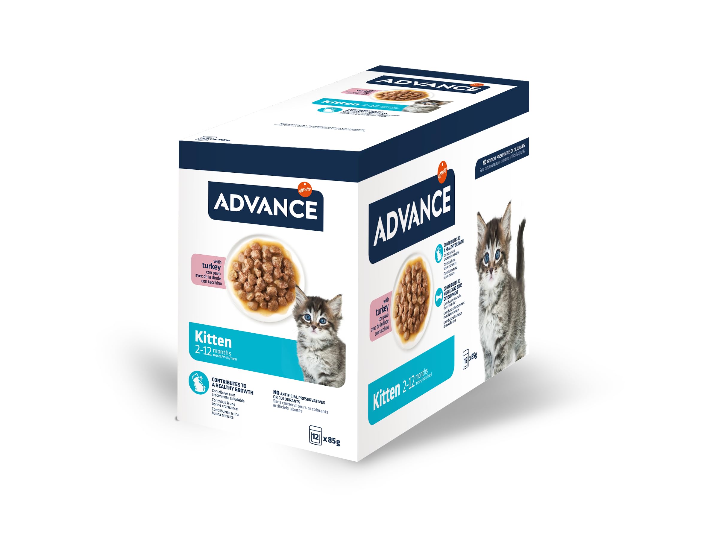 Advance Comida Húmeda para Gatitos con Pavo, Multipack 12 x 85 g, Total 1.02 kg