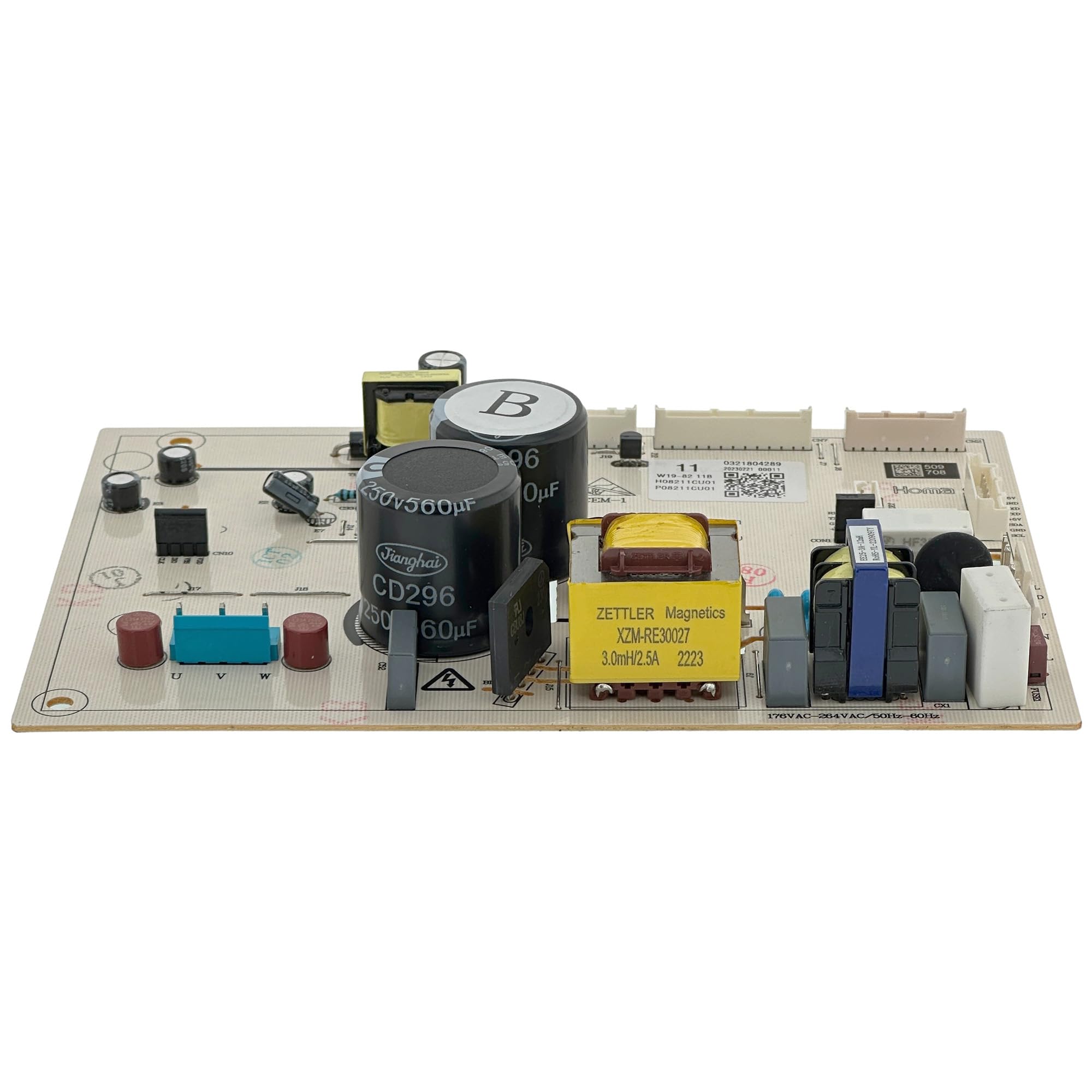 Angled view of the ORIGPARTS W19-82 11B Refrigerator Inverter Control Board, highlighting components and connectors