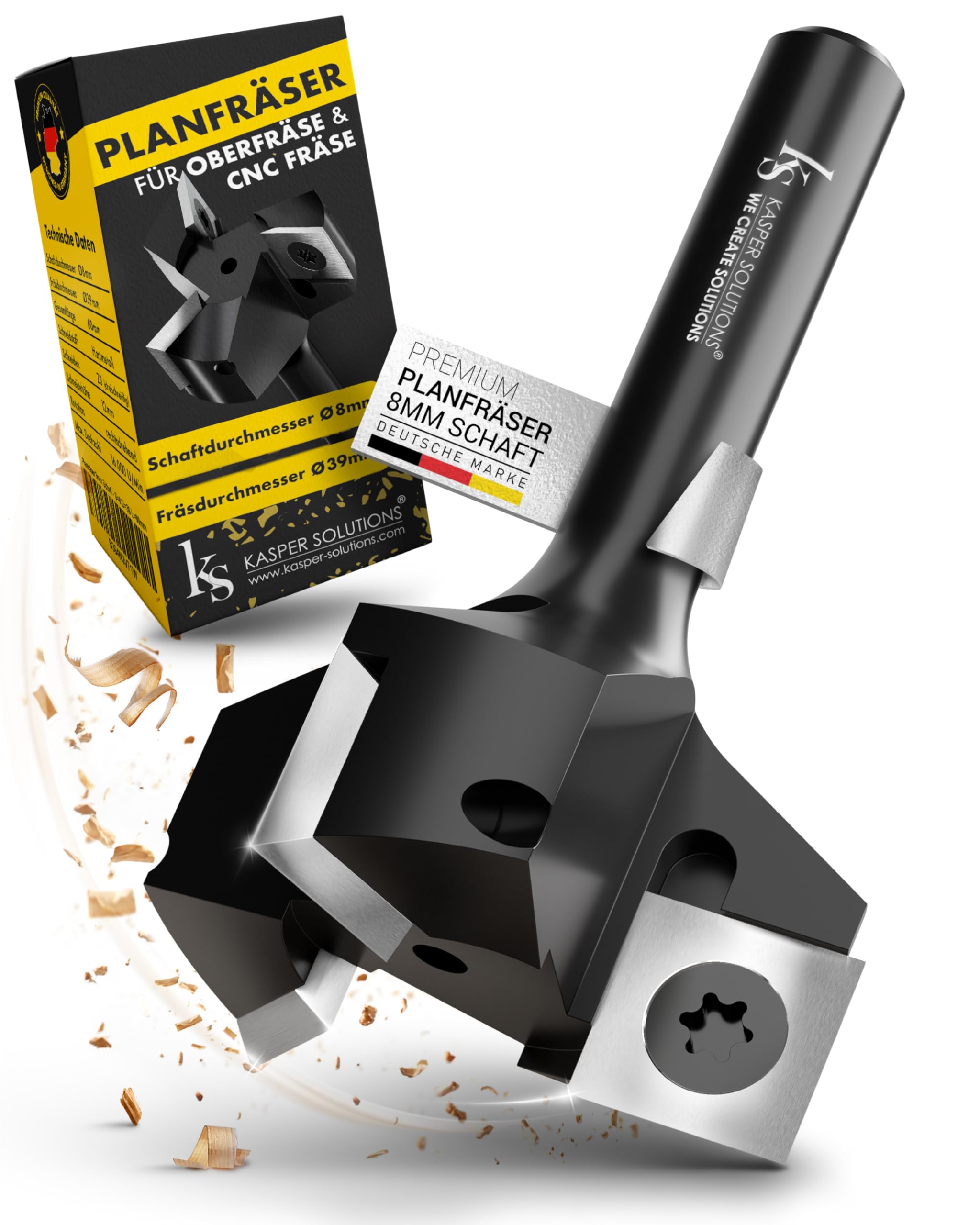 Planfräser 8mm Schaft Ø39mm für Oberfräse Holzbearbeitung Epoxidharz