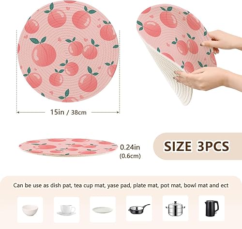 Miniatura 2 de Alfombrilla de cocina con estampado de frutas, 3 piezas, almohadilla de cocción para ollas y sartenes calientes, salvamanteles grandes para estufa,