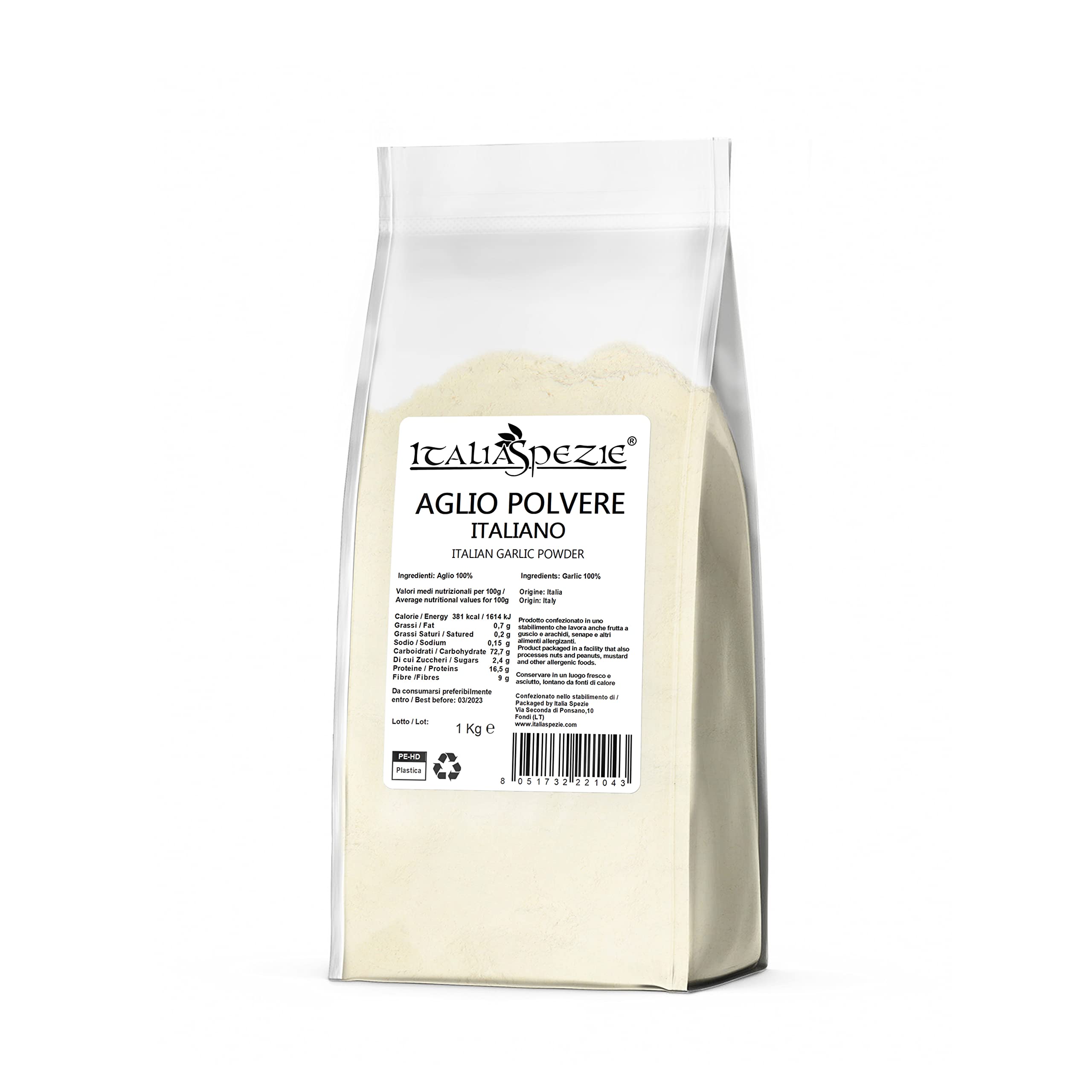 ITALIA SPEZIE - Aglio Disidratato in Polvere Italiano, spezie italiane, naturale senza additivi