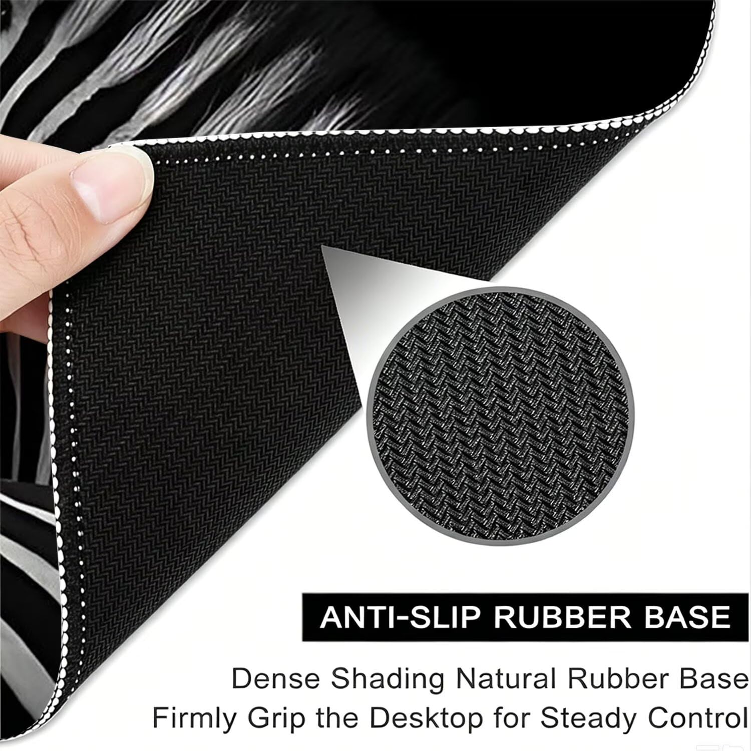 Tappetino Mouse Gaming XXL, Mousepad 1200x600x4mm nero zebra 0x0-223 | Tappetino Scrivania con Base in Gomma Antiscivolo Bordi Cuciti per Computer, PC, Migliora la Precisione e la Velocità