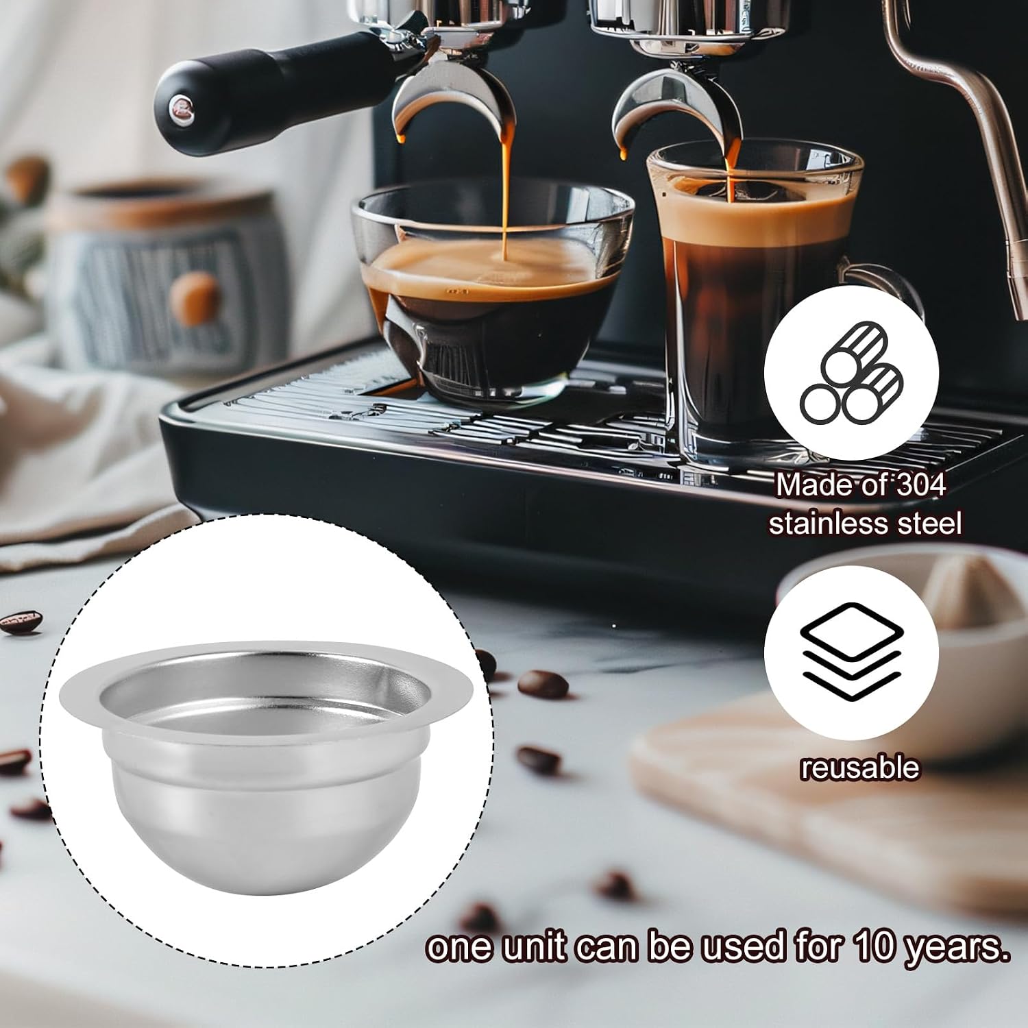 Reusable Coffee Pods Set, Stainless Steel Refillable Coffee Capsules with image 4