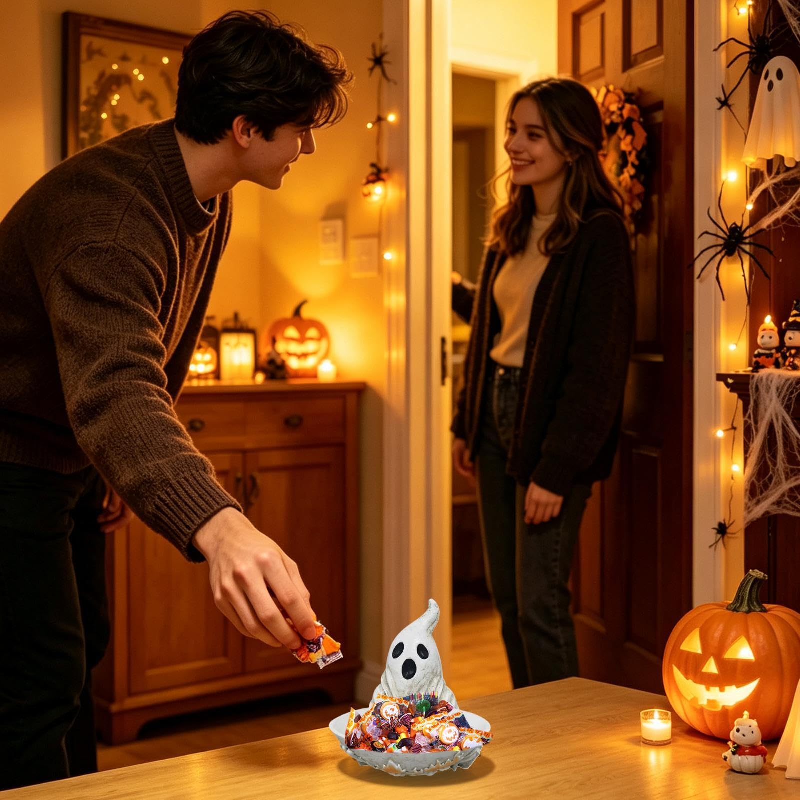 Halloween Candy Bowl Resina - Statua a forma di fantasma Candy |