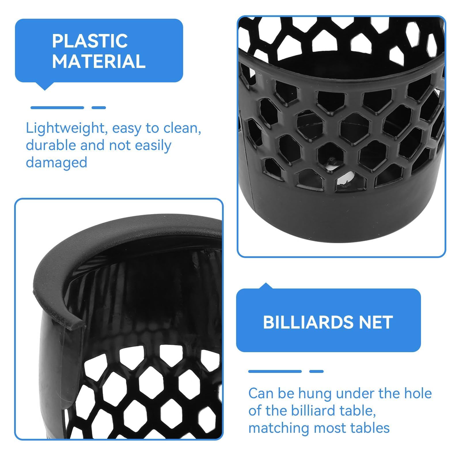 HERCHR 6 Uds Bolsillos De Billar, Bolsillos De Mesa De Billar De Plástico Bolsa De Red De Billar Bolsillos De Mesa De Billar Bolsillo Web Accesorios De Mesa De Billar para Jugadores De Billar
