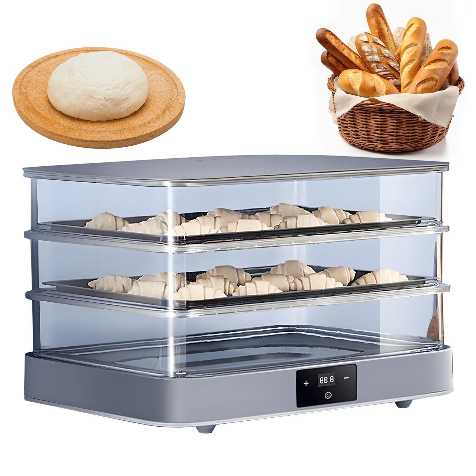Caja De Fermentación Eléctrica for Masa Madre De 40l Caja De Fermentación De Pan De Gran Capacidad Con Temperatura Y Temporizador Ajustables Fermentador Digital for Panadería Casera