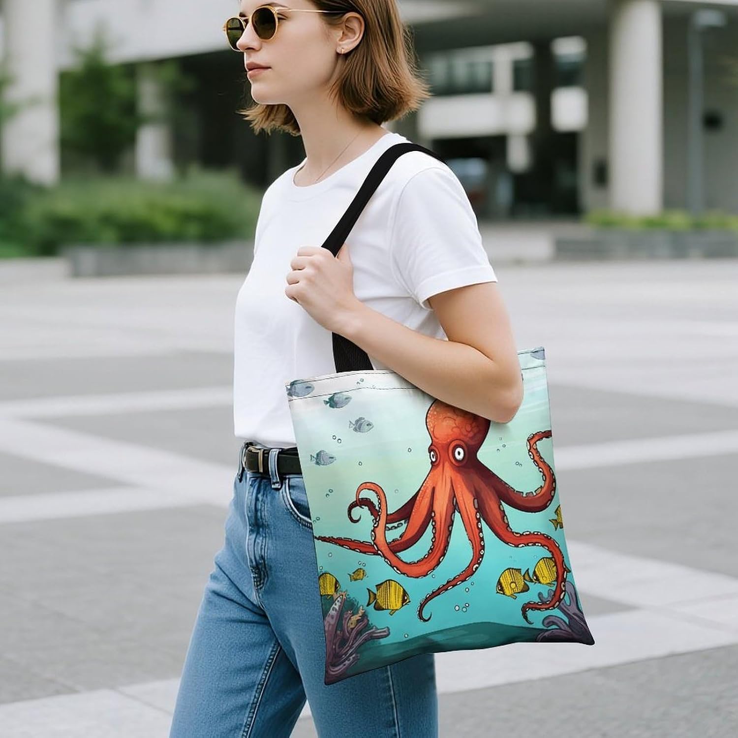 Cute Aesthetic Canvas Tote Bag for Women Lady Reusable Grocery Bag image 3