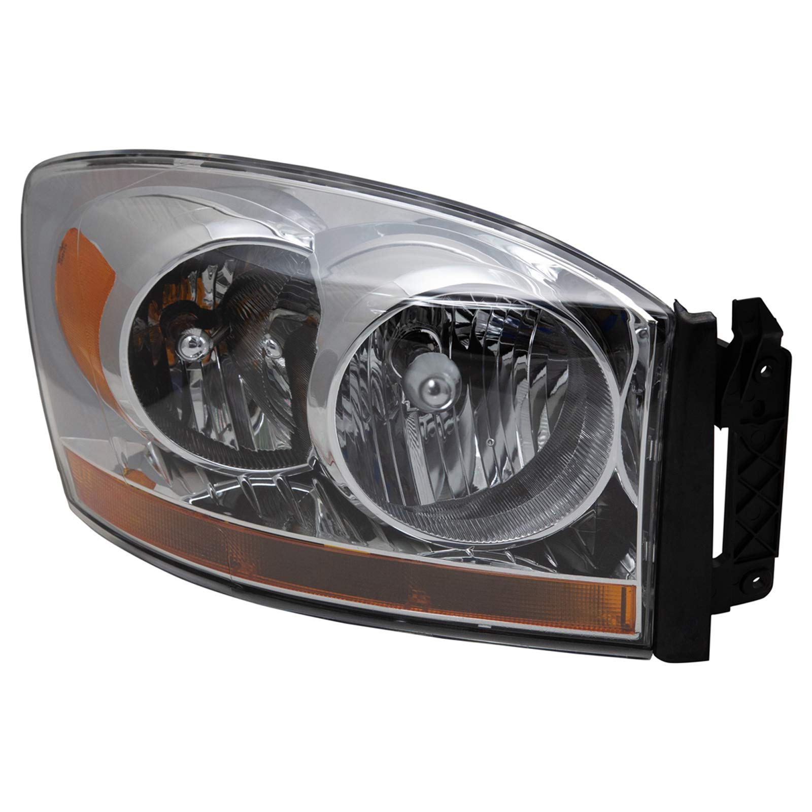 TRQ Passenger Side Headlight Assembly Chrome Bezel Compatible with 2006-2008 Dodge Ram 1500 2006-2009 Ram 2500, 3500 With Armbar CH2519114