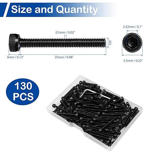 Miniatura 8 de MroMax Surtido de 270 tornillos M4, tornillos de cabeza hexagonal métrica, tornillos M4x6mm0.315 in0.472 in0.630 in0.787 in1.181 in, tuercas y