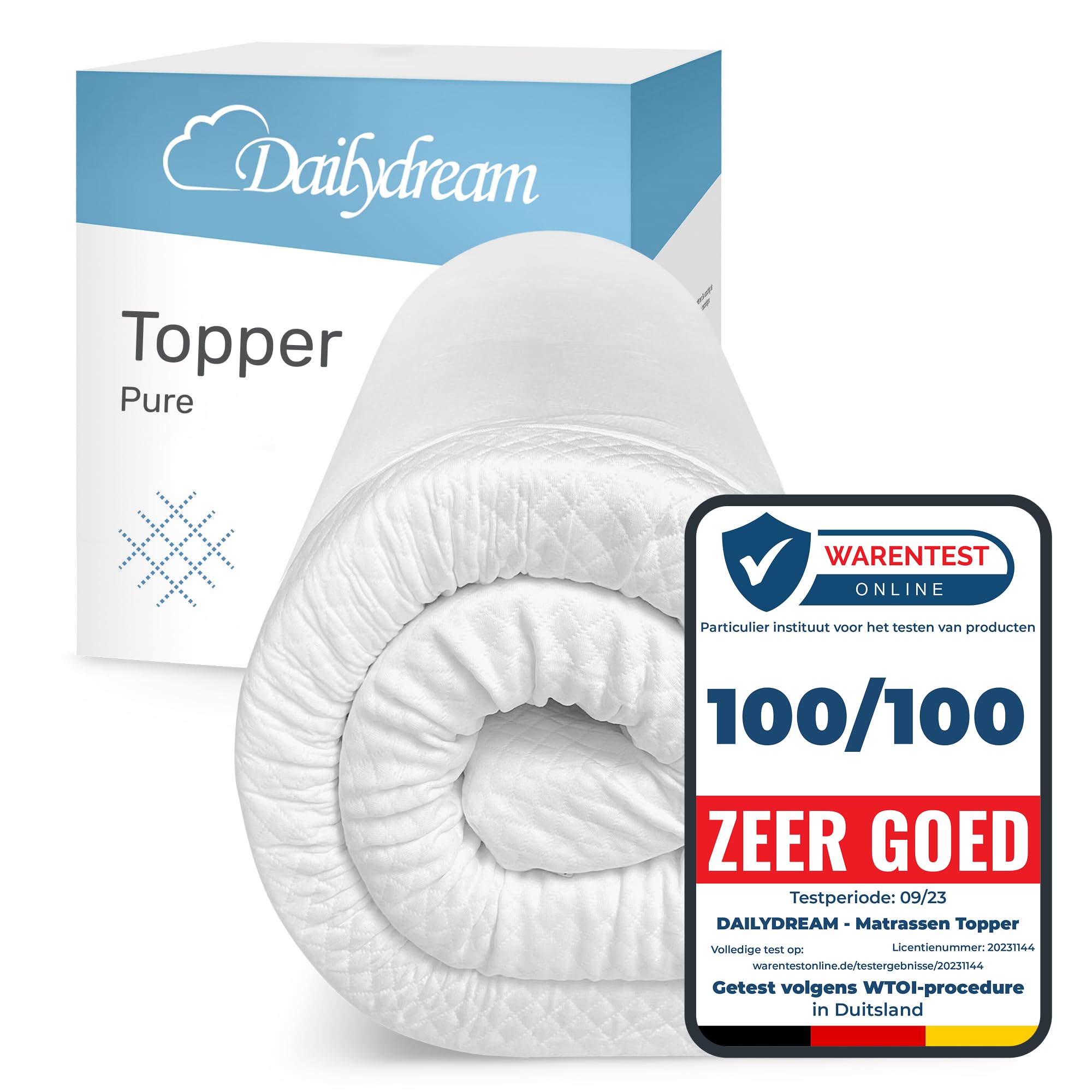 Dailydream viscoelastic mattress topper 'Model M' with Memory Foam effect, 180x200x5cm, Edition Standard - 180 x 200 cm