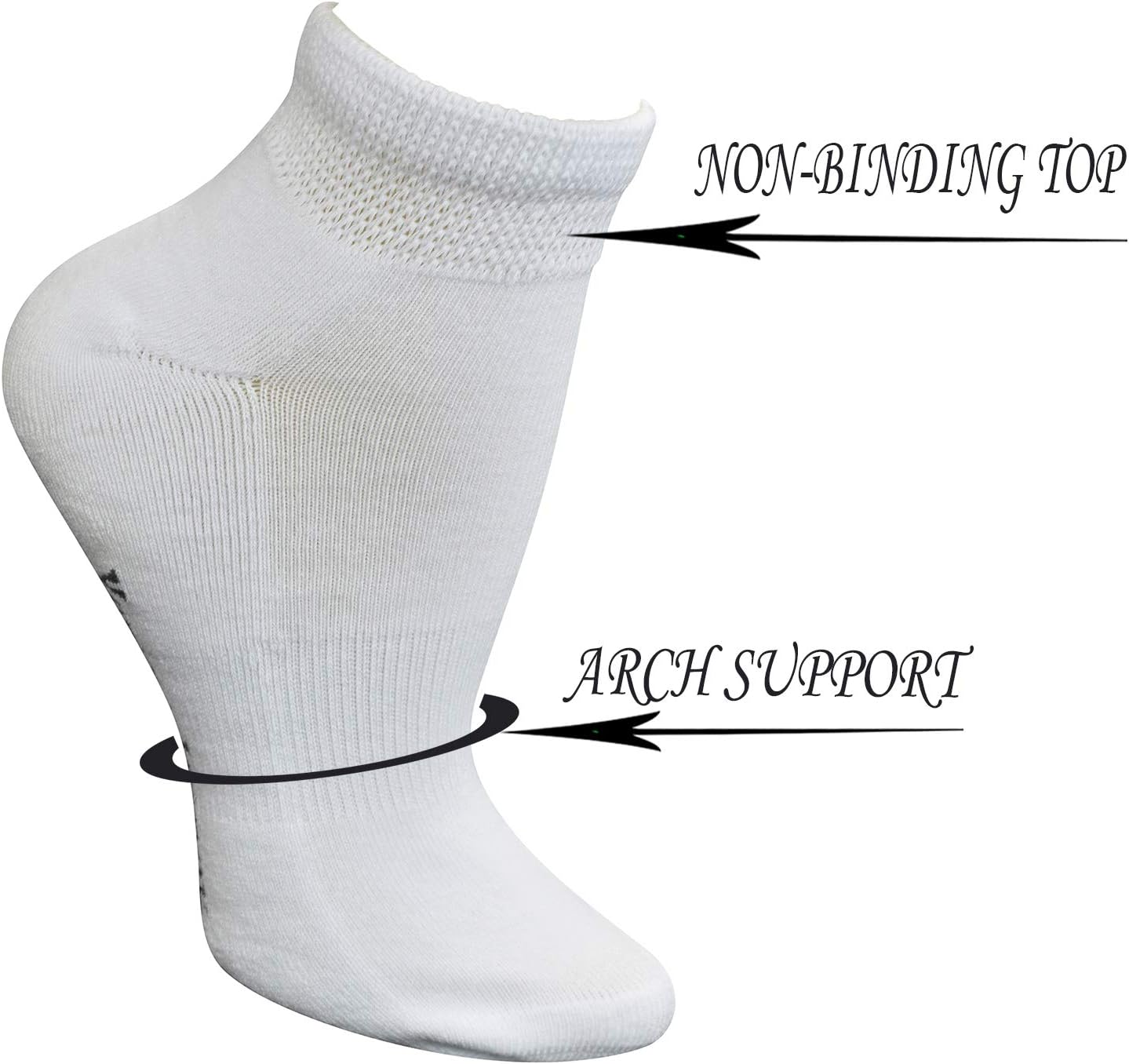 Yomandamor 5 Pairs Womens Cotton Diabetic Low Cut Socks with Seamless Toe - Image 4