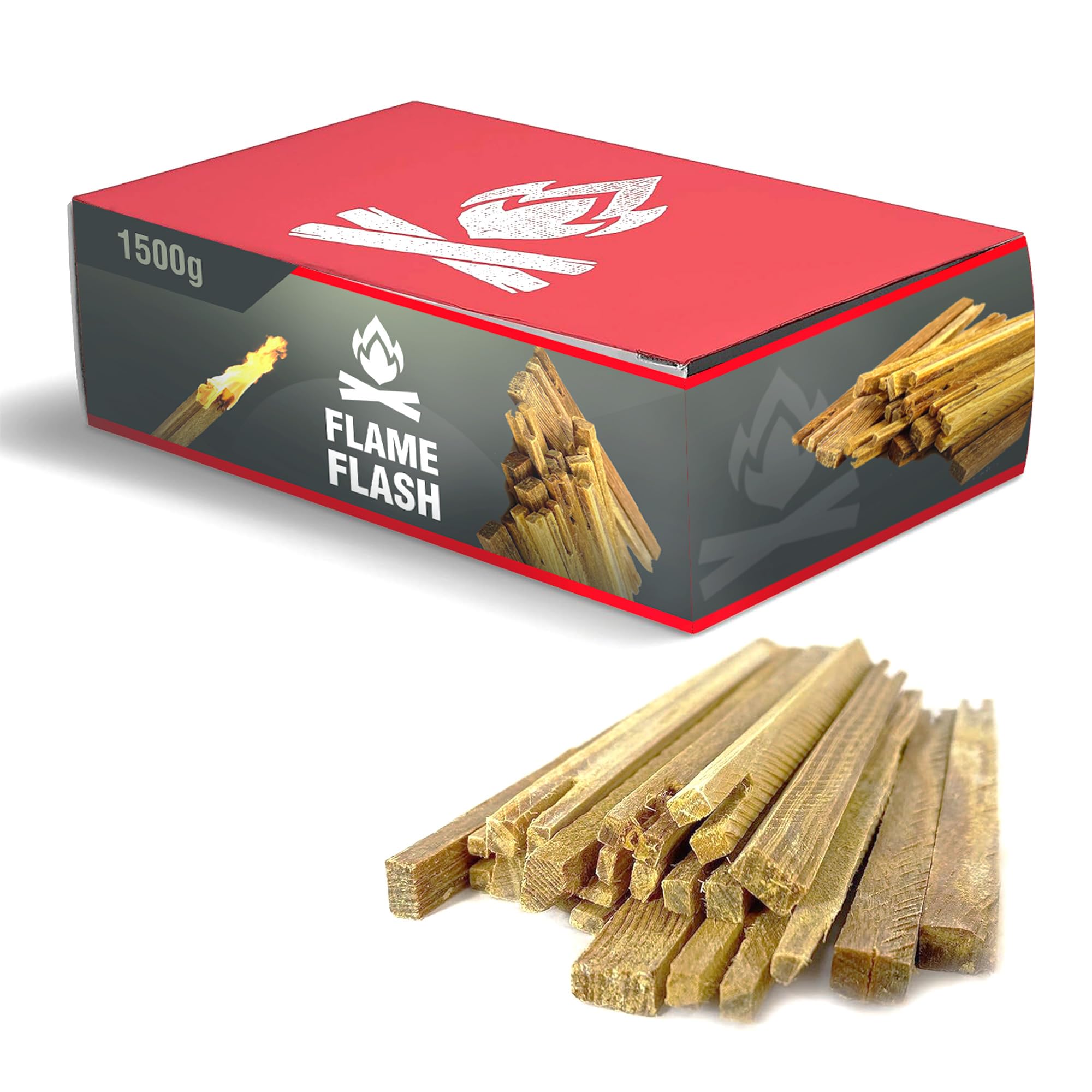SWISSINNO Flame Flash Accendifuoco - Legnetti ad Alta Resina per Accensione Rapida - Fiamma Intensa e Duratura - Ideale per Camino, Stufa, Barbecue, Falò - 1500g