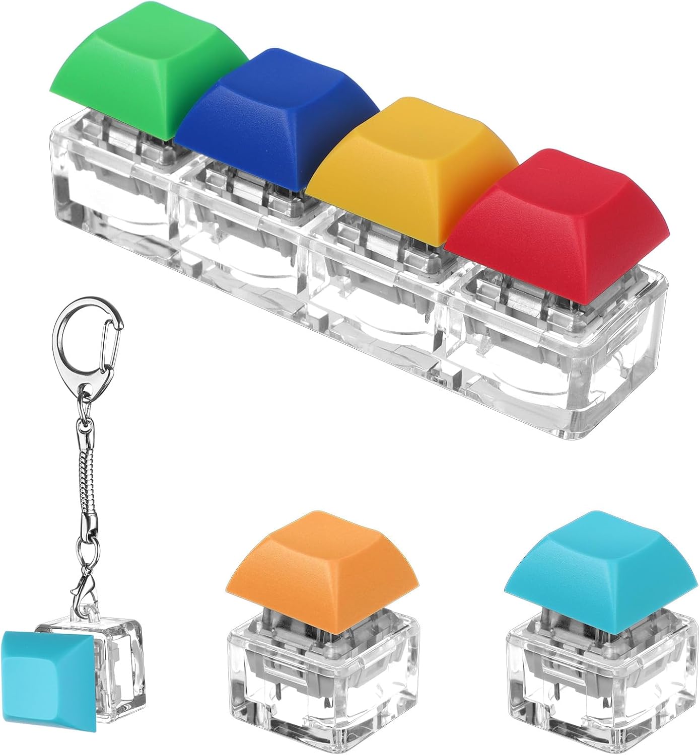 3Pcs Keyboard Fidget Keychain Decompression Toys Fidget Clicker Keyboard,Keychain Fidget Button Stress Relief Gifts for Adult to Relief Stress Pass The Boring Time(Color Keyboard No LED)