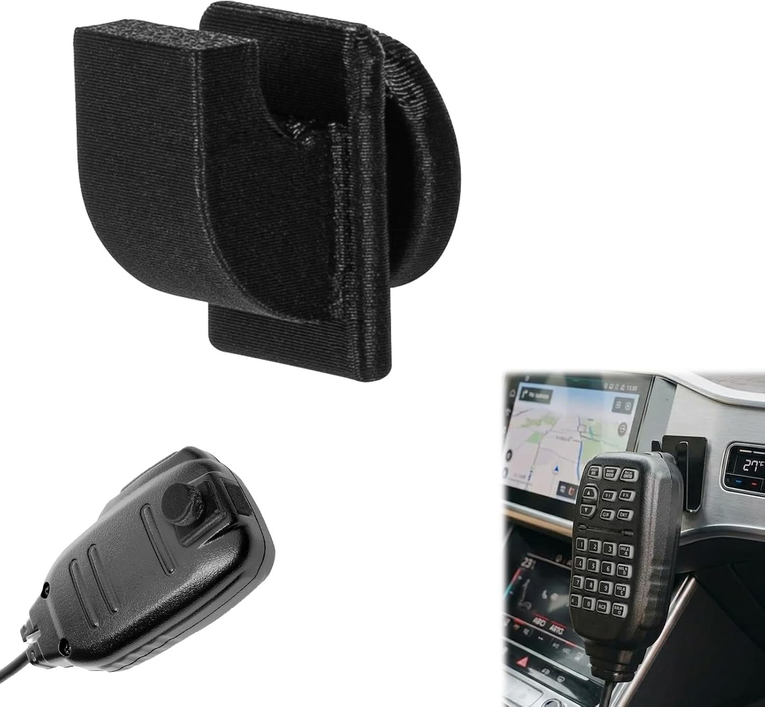 Button Mic Adapter Compatible with ICOM 2720 2730 HM133V HM-207 Microphone, 3D Printed Replacement Style Mount, No-Drill Modular Clip Converter Kit
