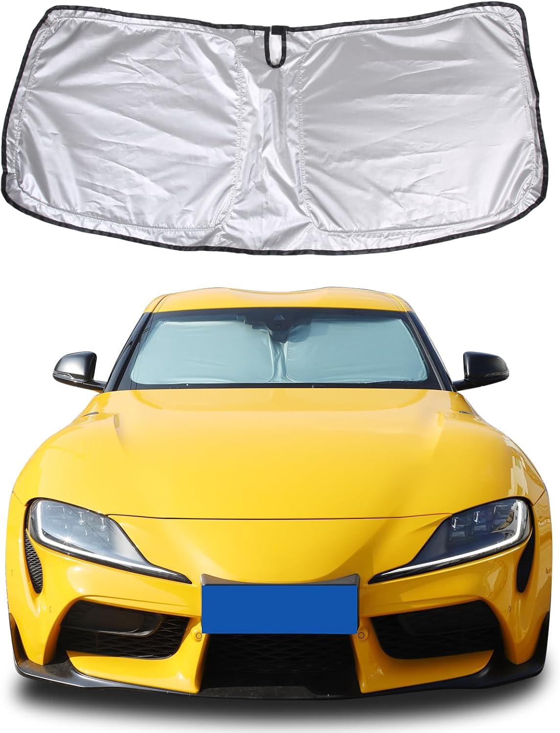Windshield Sunshade Fit for Toyota Supra GR A90 A91 MK5 2019-2026, Folding Car Sun Shade for Front Window, Auto Sun Protection Visors Blocks UV Rays and Keeps Vehicle Cool (Silver)