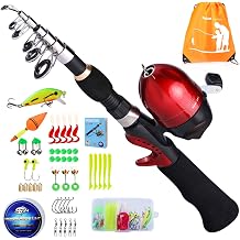 Kids Fishing Rod and Reel Combo,Light Weight Fishing Pole with Spinning Fishing Reel Tackle Bag Lures for Youth,Girls and Boys Good Starter Fishing Kit