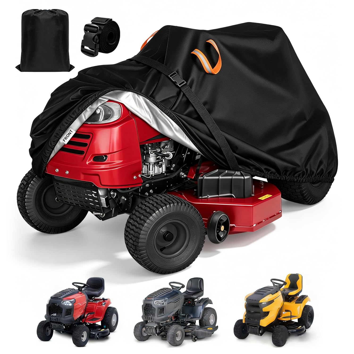 Fundas para cortacésped impermeables al aire libre, poliéster 600D resistente a los rayos UV 600D, se adapta a cubiertas de hasta 54 pulgadas, cubierta para cortacésped, accesorios de
