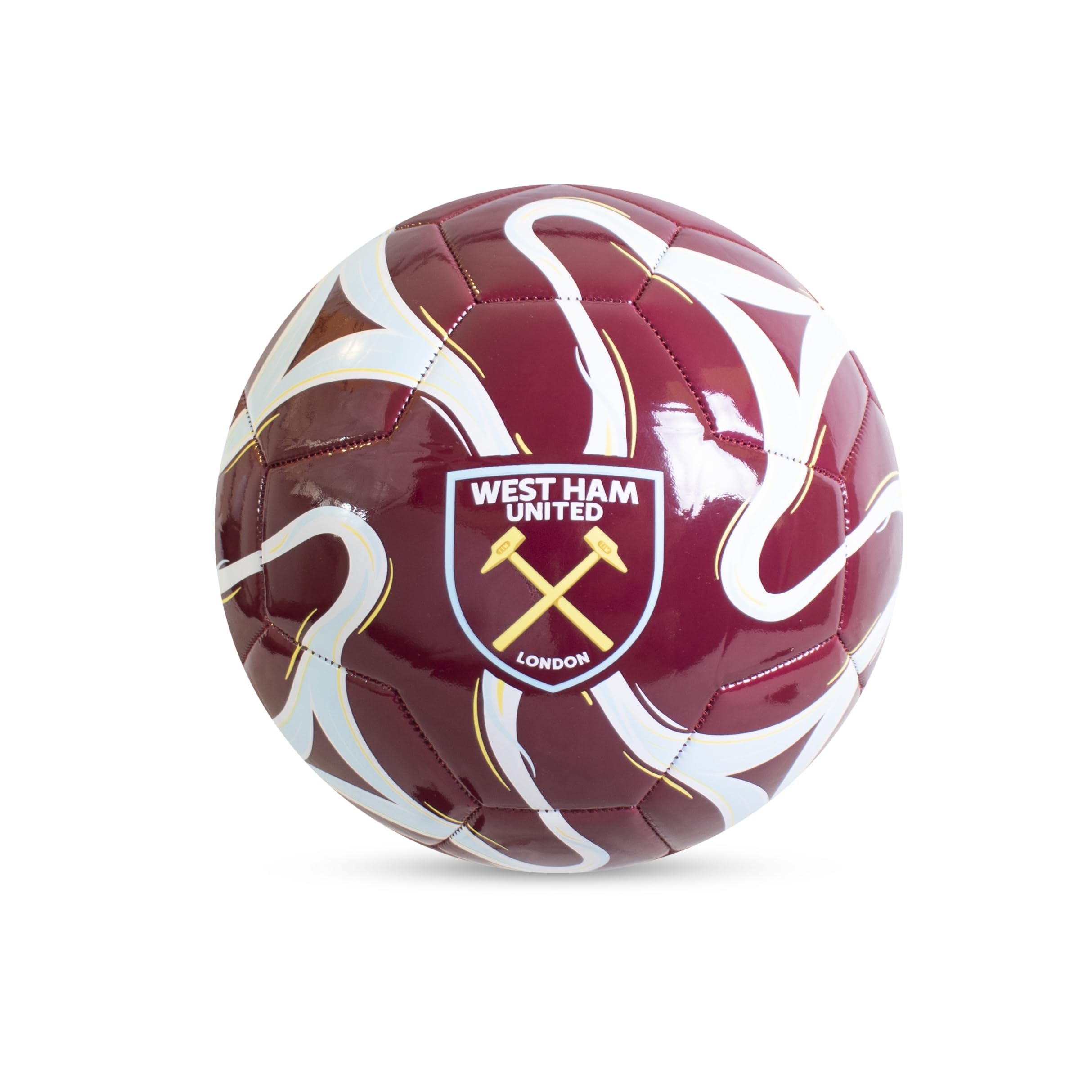 Hy-Pro Officially Licensed West Ham Cosmos Ball | Hammers, 26 Panel, Size 5, Training, Match, Merchandise, Collectible For Kids and Adults, Claret
