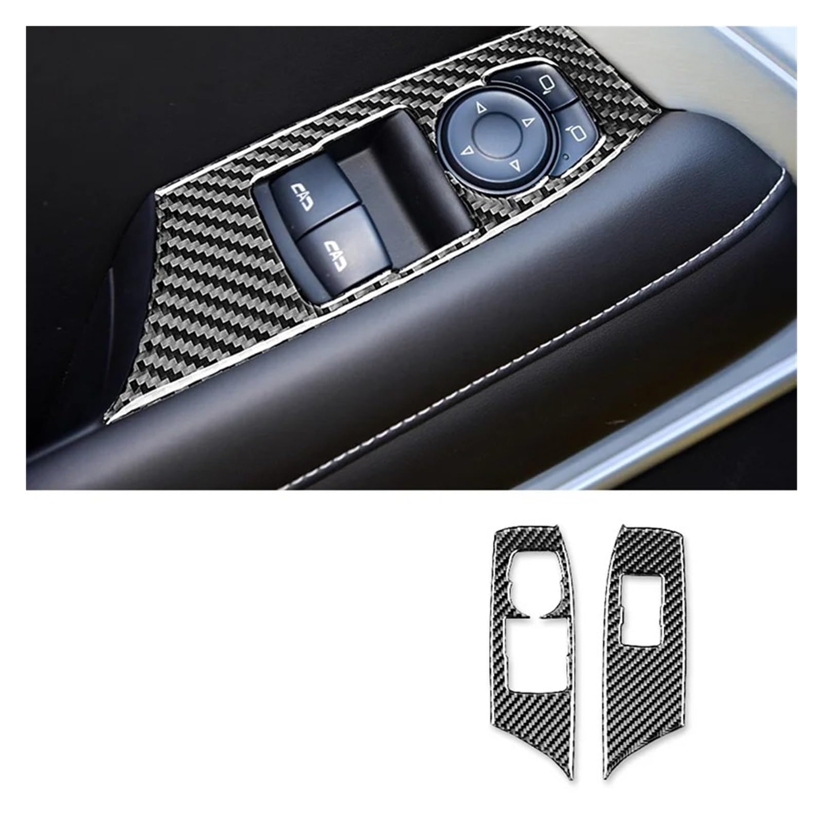 Car Accessory for Chevrolet for Camaro 2016 2017 2018 2019 LHD Red Carbon Fiber Car Window Lift Switch Button Panel Cover Sticker Interior Mouldings(Black LHD)