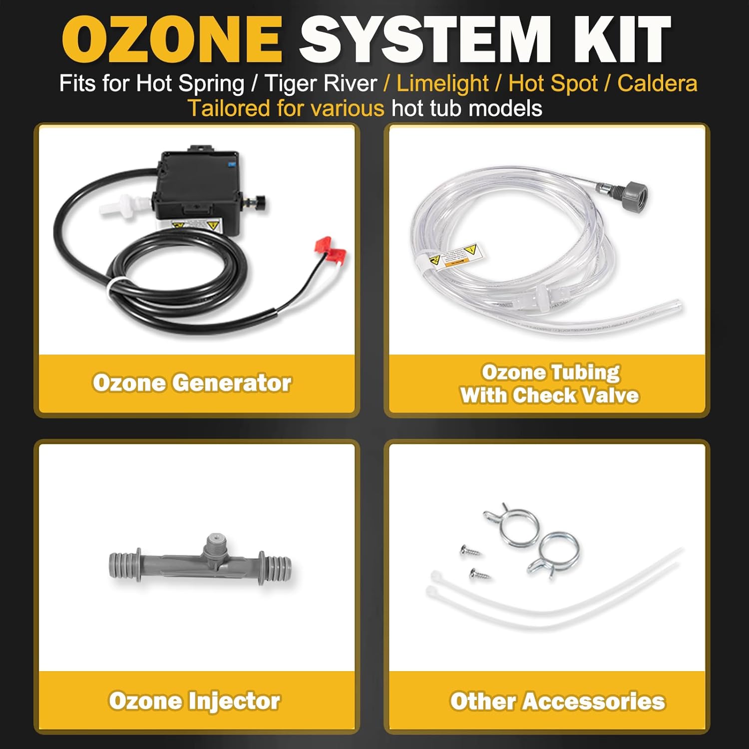 High-Performance Replacement Spa Ozone System -72602 Replacement for Hot Spring Spas Freshwater III Ozone System Complete Kit-Compatible with Hot Spring/Tiger River/Limelight Models (1994-Current)