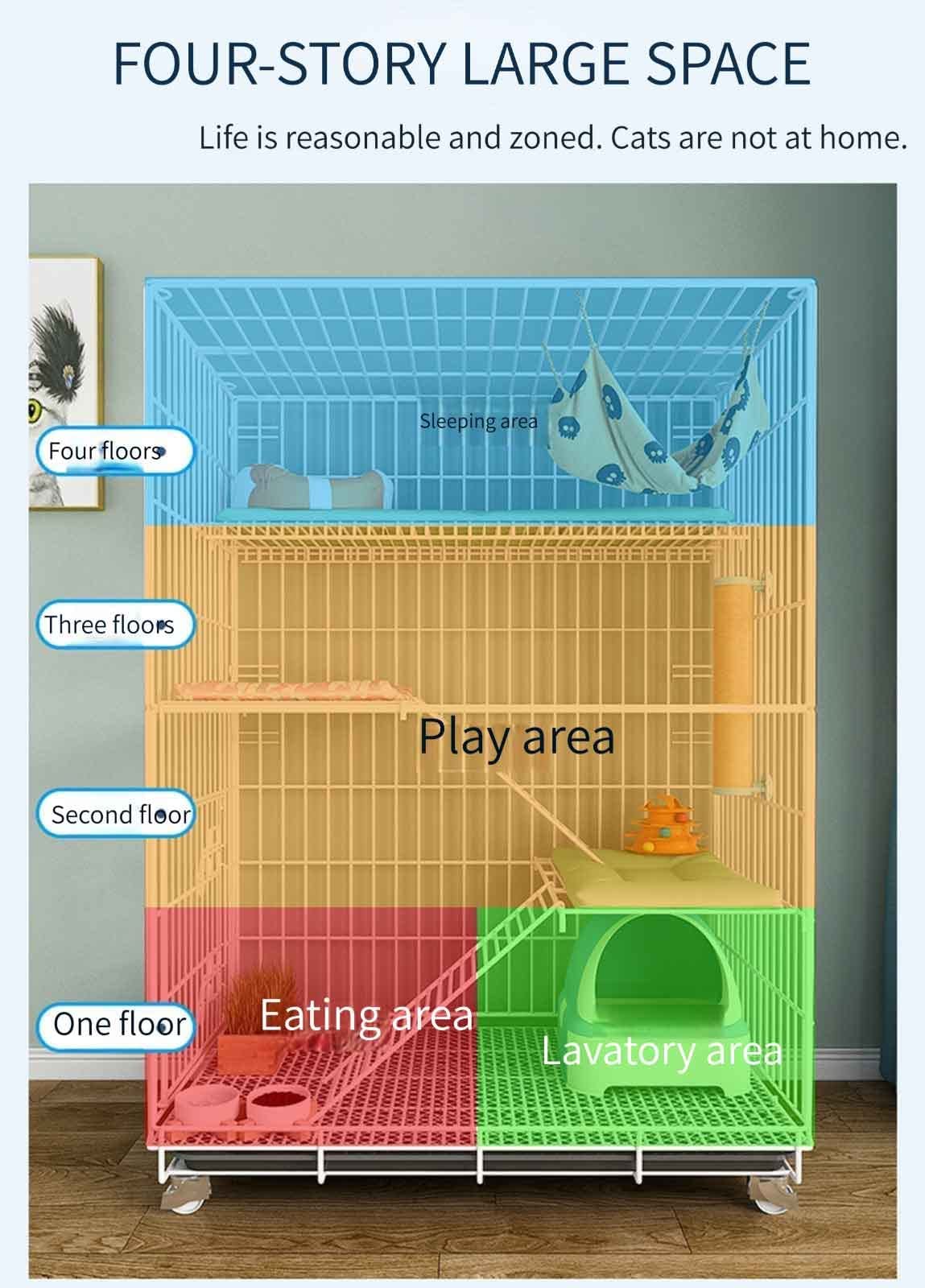 Großes Katzengehege 177 Cm - Outdoor Katzenhaus Mit Dach & Hängematte