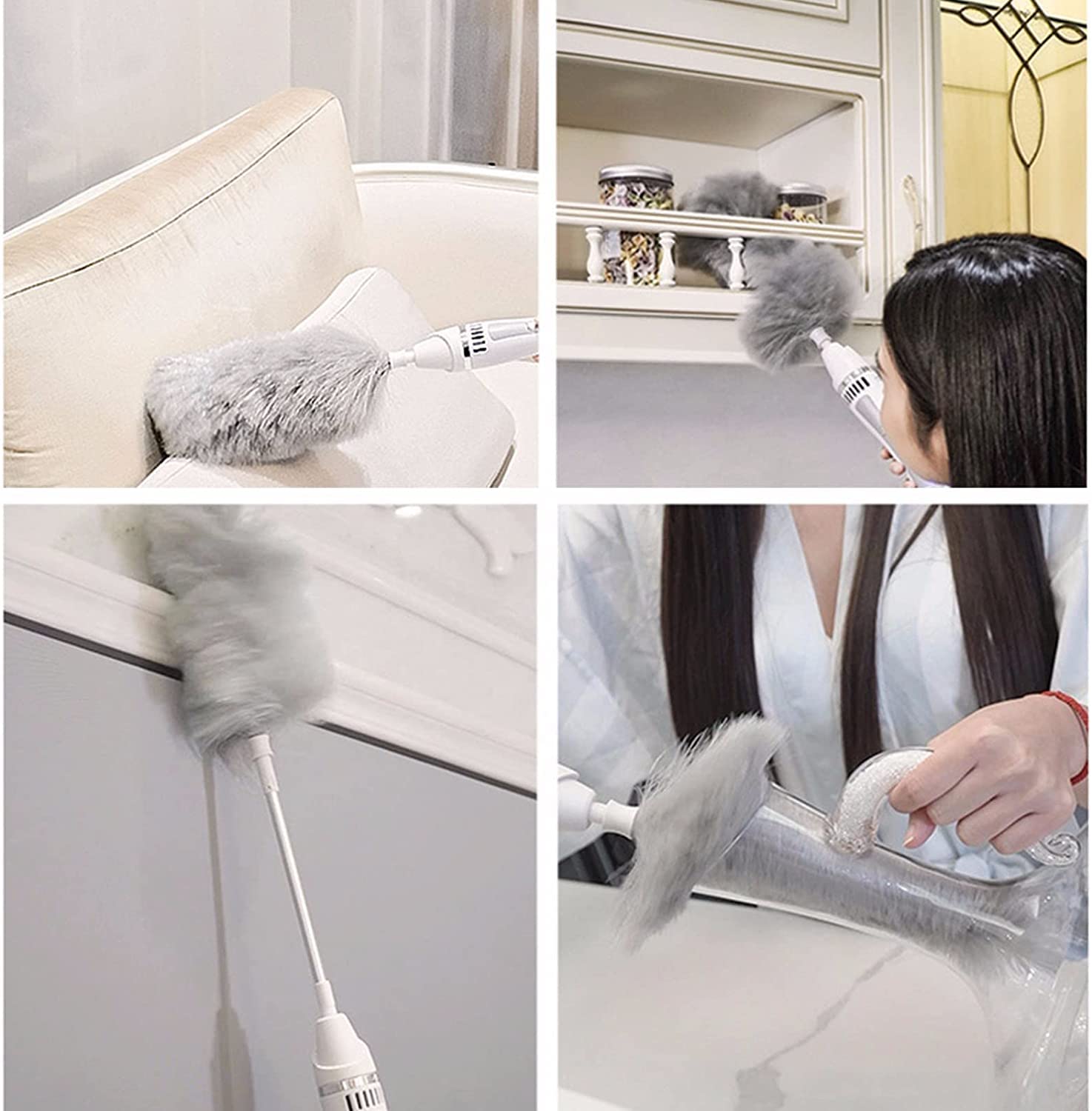 Plumero Eléctrico, Plumero De Mano, Herramienta De Limpieza De Giro Electrostático, Plumero Eléctrico para Persianas De Ventana, Muebles, Ventilador De Escritorio De Coche, Obturador