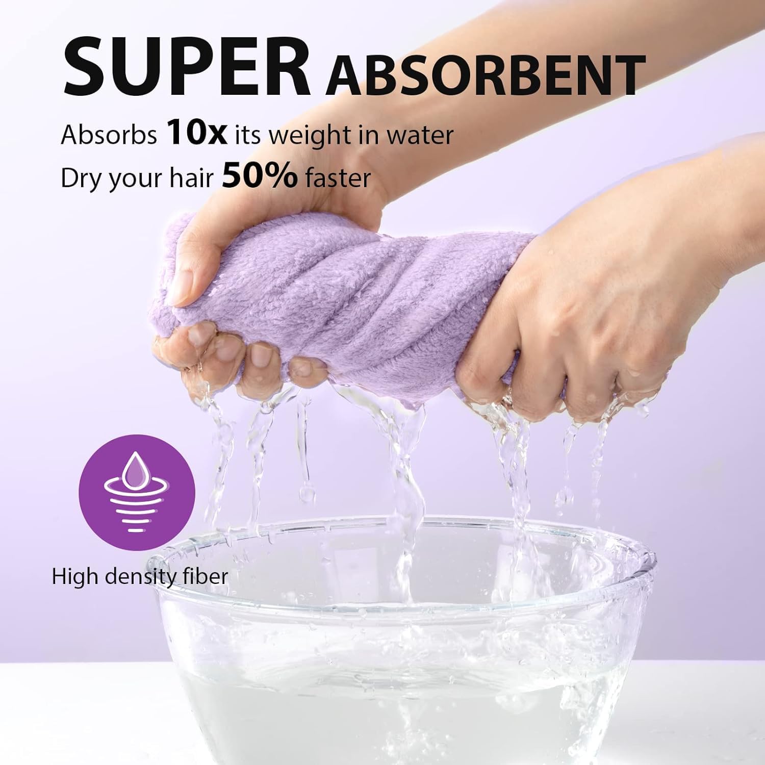 Fezora Hair Towel Wrap for Women (Pack of 2) | Quick-Dry Microfiber Hair Turban with Elastic Loop | Super Absorbent Hair Drying Towel for Ladies & Girls (Orange & Purple) 2