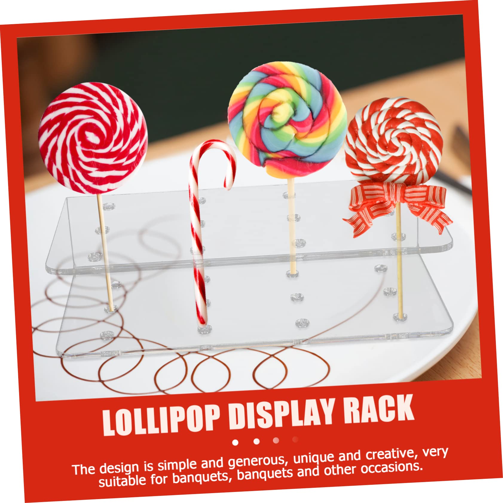 OKUMEYR 2pcs Lollipop Display Holder Cake Pop Stand for Parties Weddings Birthdays Premium Transparent Design for Candy Dessert Bars