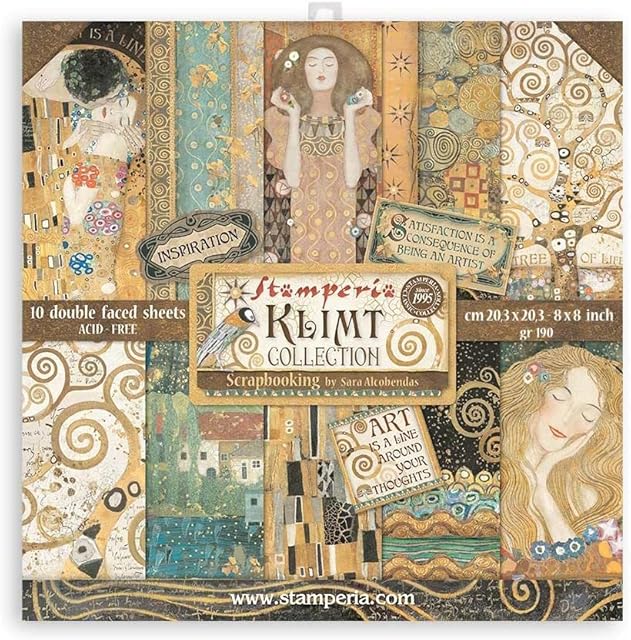 Stamperia International - 20.3 x 20.3 cm - Mini Scrapbooking Pad - Klimt - Multicoloured - 10 Sheets