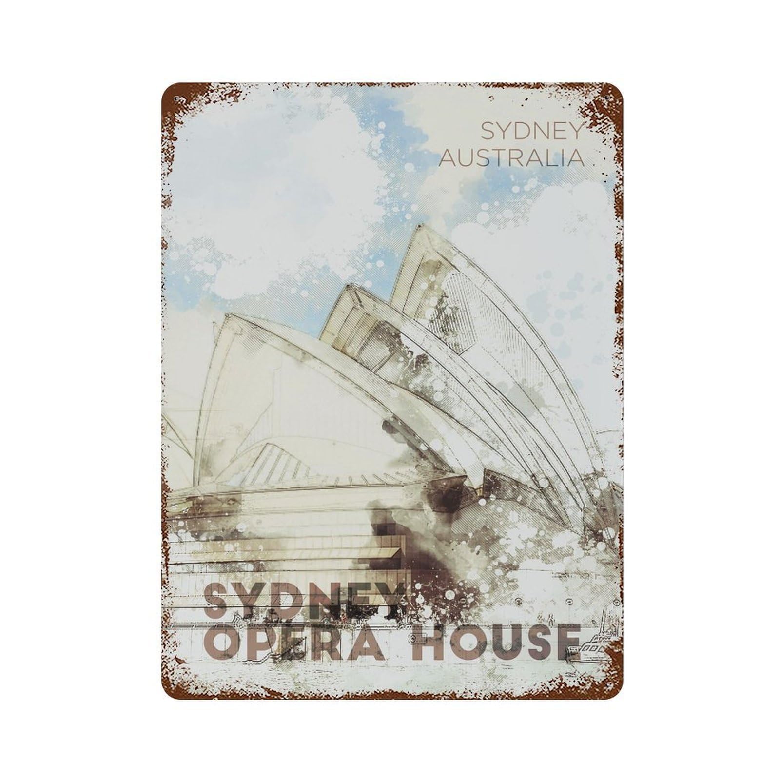 Sydney Opera House Decorative Tin Sign 15.7"x11.8", Ideal for Garage, Bar And Workshop Decor