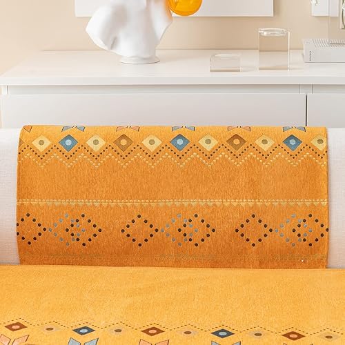 Miniatura 6 de Funda de sofá de chenilla para sofá modular, diseño geométrico bohemio y jacquard antideslizante, protector de muebles para niños, perros y