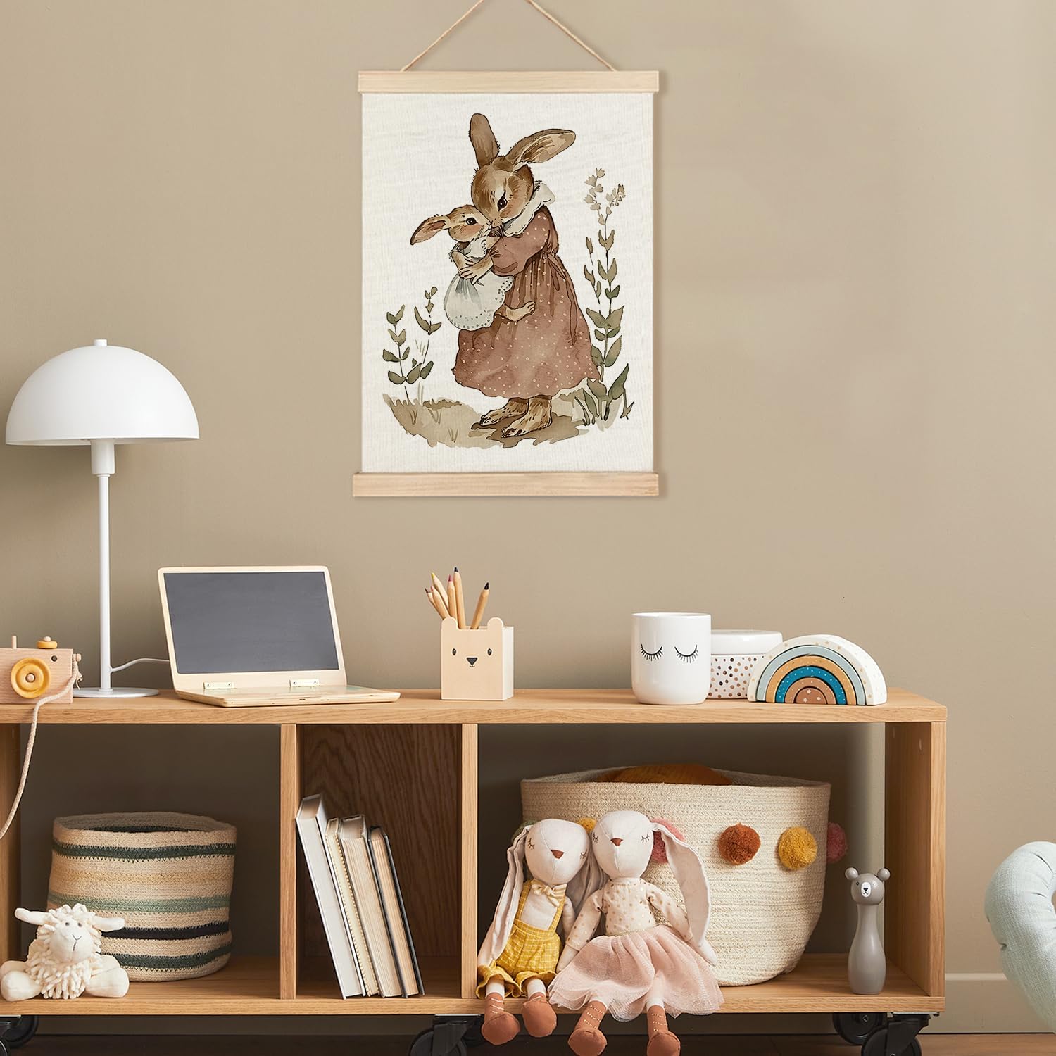 RYYCDOI Bunny Wall Art, Vintage Bunny Rabbit Mom and Baby Wall Art Poster, Nursery Wall Decor, Rabbit Pictures Wall Decor for Toddler Baby Girls Kids Room Nursery Playroom, 12x16 Inches image 5
