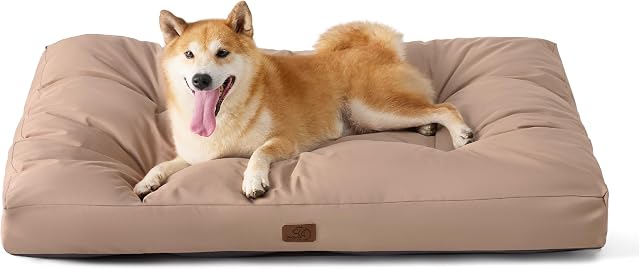Bedsure Waterproof Dog Bed Large - Washable Dog Bed Mattress with Oxford Fabric, Pet Pillow Cushion for Crate, Warm Taupe Cheap Dog Bed, 91x68x10cm