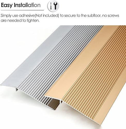 Miniatura 6 de Tira de transición negra para pisos de metal, reductor de umbrales de aluminio para puertas, borde de puerta de entrada de rampa extra ancha