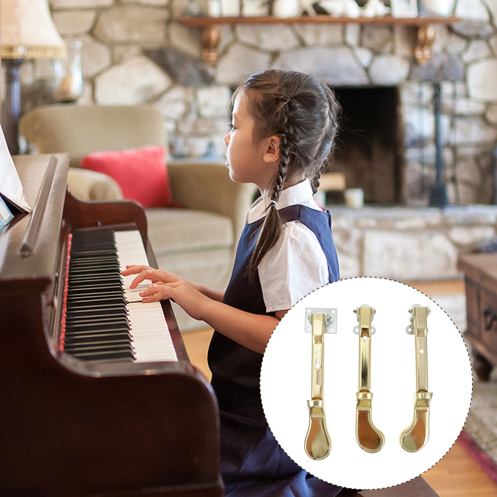ULTECHNOVO Pedali per Pianoforte Verticale Resistenti in Metallo Dorato Set da 3 Accessori Durevoli per Pianoforti per Casa, Negozi Musicali e Palchi