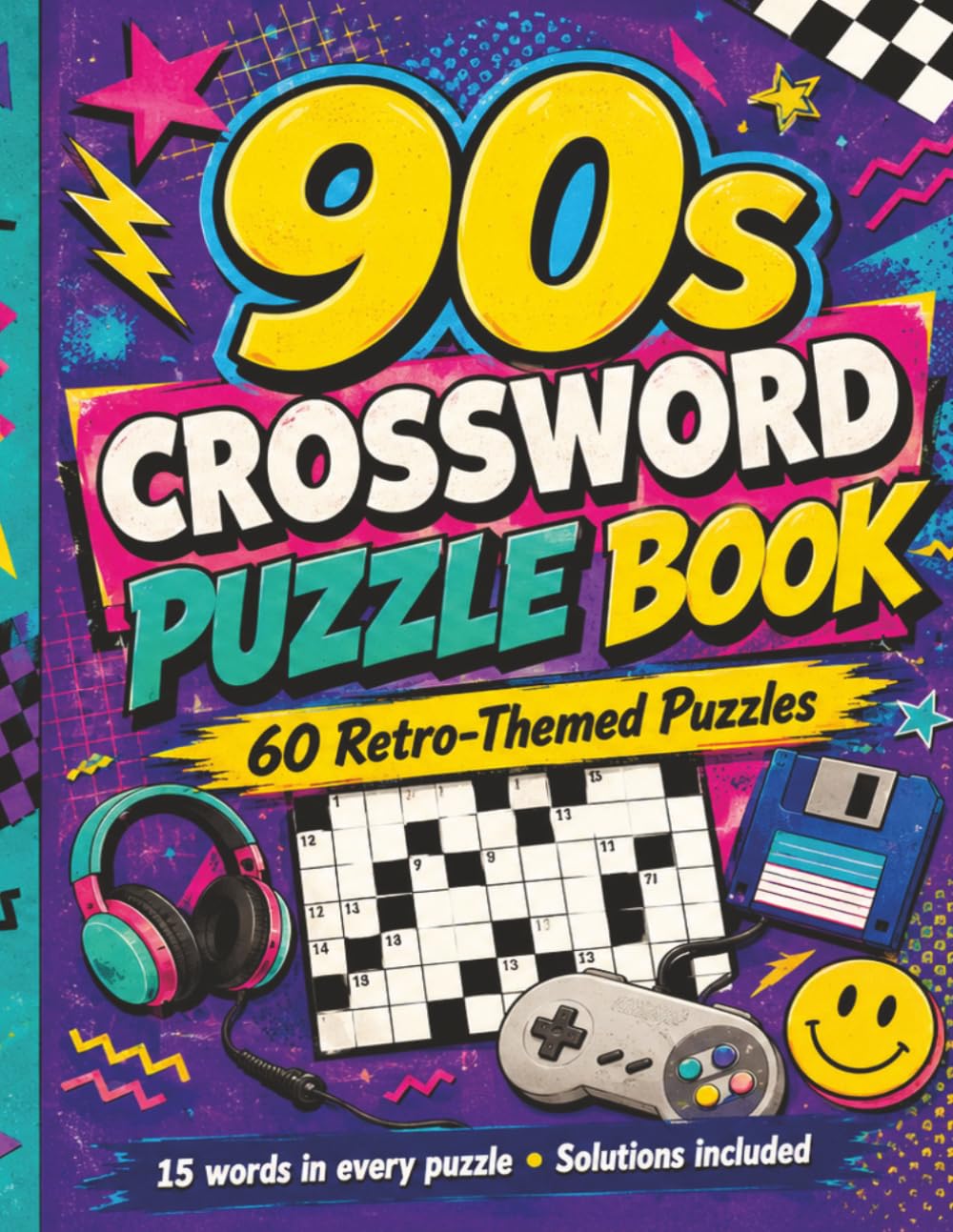 90s Crossword Puzzle Book: 60 Retro-Themed Puzzles for Adults and Teens