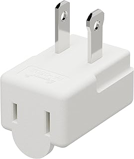 Polarized 2-Prong L Type Adapter, Vertical Right Angled Down Angle AC Adapter with NEMA 1-15P USA Outlet Saver Extension High Heat Resistant 2Pin Design
